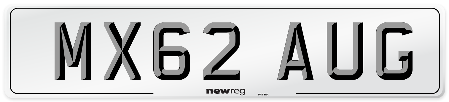 MX62 AUG Number Plate from New Reg